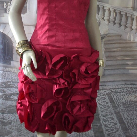 Max and Cleo Dress Size 6 to 8 Red Dressy Cocktail Evening Ruffled 36-inch Chest - Picture 6 of 9